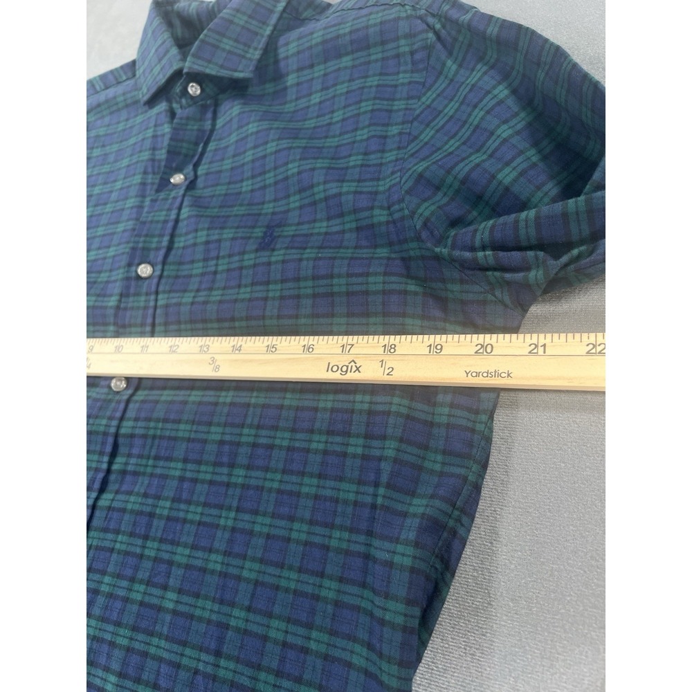 Polo Ralph Lauren Slim Fit Men's Medium Long Sleeve Button Up Green & Navy Plaid - Picture 6 of 8